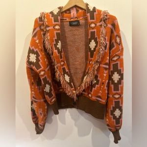 Colorful, Bohemian Cardigan Sweater by Cider, Size M